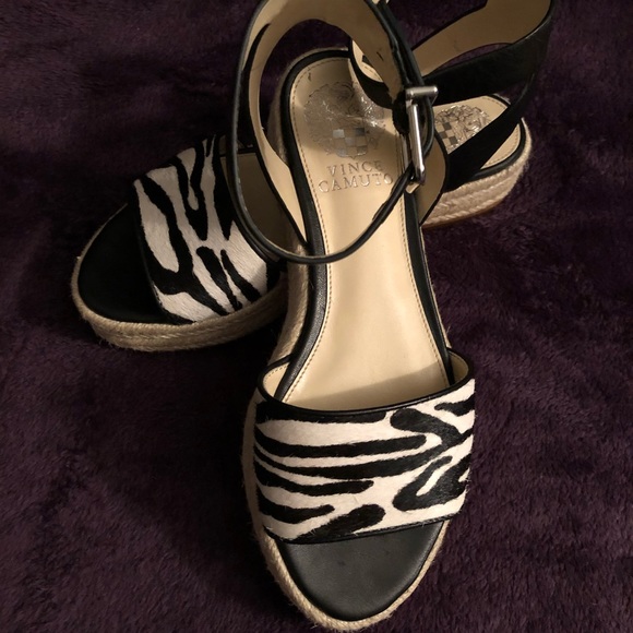 Espadrille Sandals Flatforms Zebra Vince Camuto - Picture 2 of 9